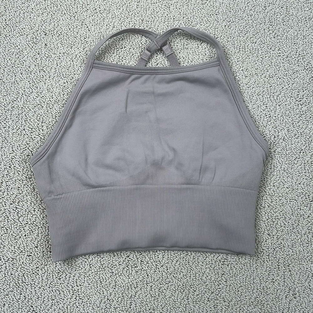 Lululemon Cross Back Strappy Sports Bra Adjustable Straps Womens Gray Workout